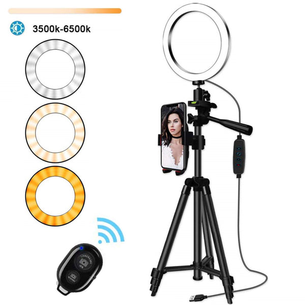 Selfie Ring Lamp With Tripod and control, video filming pack