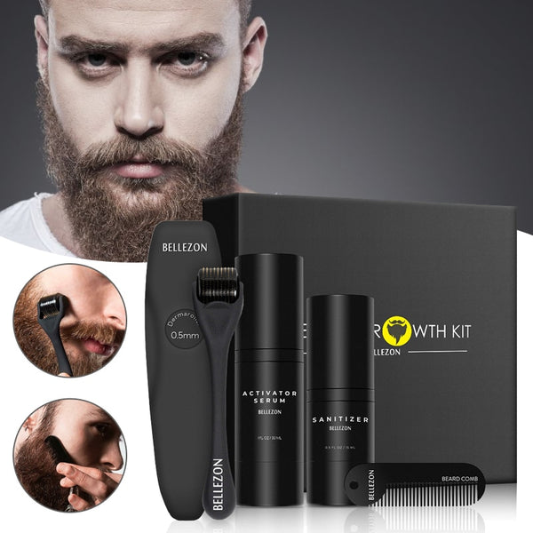 Beard Growth Kit Gift Box Men's Beard Growth With Comb Beard Roller Beard Oil