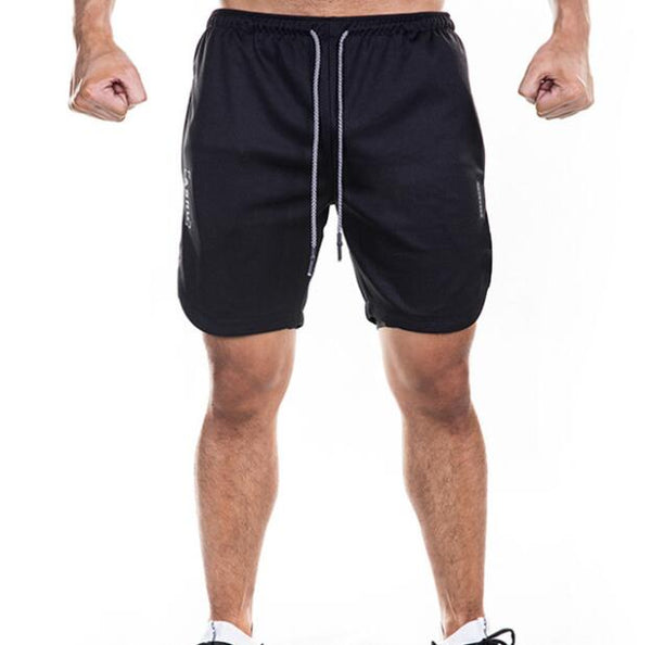 Hombres shorts  de secado rápido fitness , Mens sports quick dry fitness running Gym large size shorts outdoor workout double -deck pants with pockets